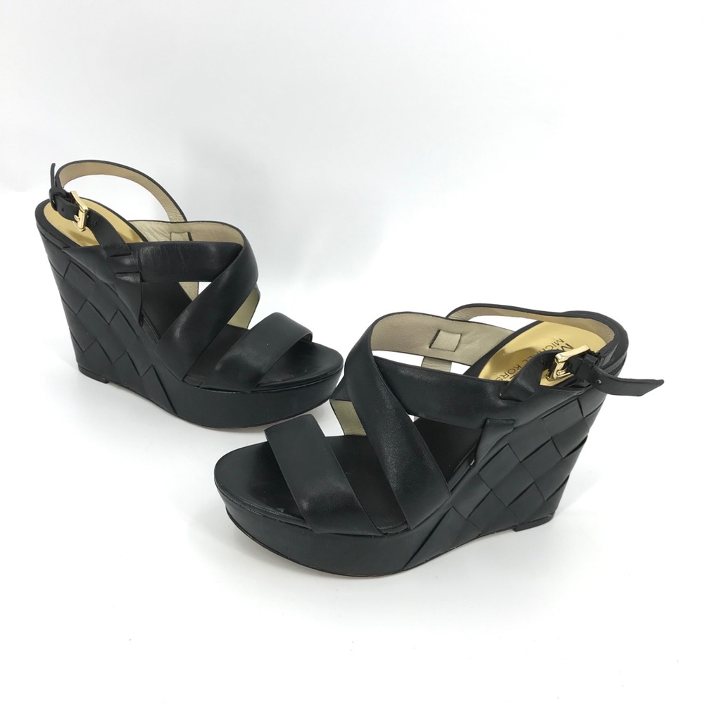MICHAEL Michael Kors Bennet Black Woven Wedge Heel